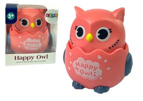 Rotaļlieta Lean Toys Happy Owl, 8 cm, rozā krās.