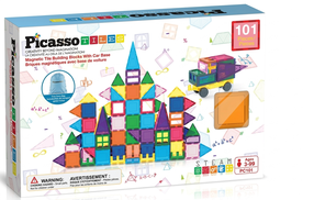Магнитный конструктор Picasso Tiles Carrying Case PC101, 101 шт., многоцветный