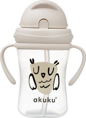 Dzeramā pudele ar silikona salmiņu Akuku A0204, 300 ml, 9 mēn., plastmasa, bēša krās.