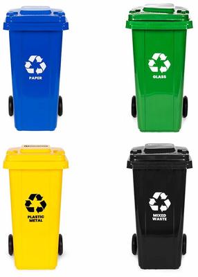 Konteineris MultiStore Paper/Plastic/Glass/Mixed Waste, mėlyna sp./juoda sp./geltona sp., 120 l