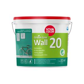 Sienu krāsa Vivacolor Green Line Wall 20, balts krās., 2.7 l