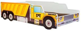 Vaikiška lova ADRK Construction Car, juoda sp./geltona sp., 70 x 140 cm, be patalynės dėžės, su čiužiniu