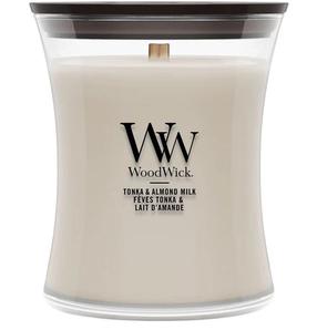 Свеча, ароматическая WoodWick Tonka & Almond Milk, 50 - 65 час, 275 г, белый цв.