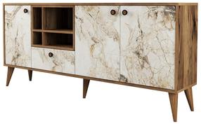 Skapītis Kalune Design Napoli 845HCT5340, balts krās./valriekstu krās., 180 cm x 35 cm x 81 cm