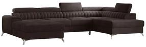 Kampinė sofa Lacante Velvetmat 22, tamsiai ruda sp., dešininė, 202 x 354 cm x 92 cm