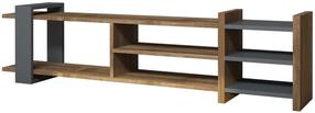 TV staliukas Kalune Design Zeyna, antracito sp./riešuto sp., 156 cm x 29.6 cm x 40 cm