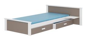 Bērnu gulta ADRK Aldex Shelf, balta krās./pelēka krās./brūngans krās., 90 x 200 cm, ar nodalījumu gultas veļai, ar matraci