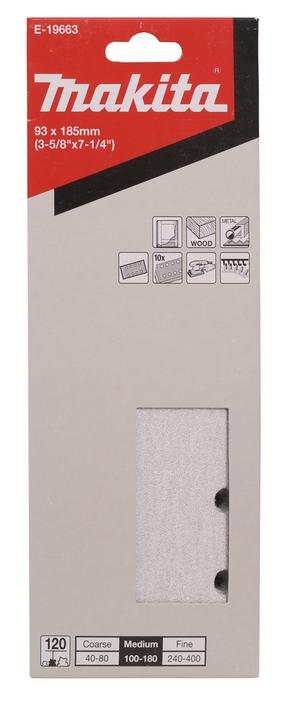 Šlifavimo lapas Makita E-19663, 120, 18.5 cm x 9.3 cm, 10 vnt.