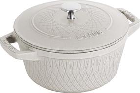Emaliuotas ketaus puodas Staub, Ø24 cm, 4 l, balta sp.