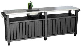 Lauko stalas Keter Unity Chef BBQ Kitchen, pilka sp., 51.3 cm x 237 cm x 89.4 cm