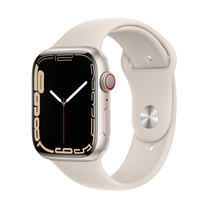 Išmanusis laikrodis Apple Watch Series 7 GPS + Cellular, 45mm Starlight Aluminium Case with Starlight Sport Band - Regular, smėlio sp.