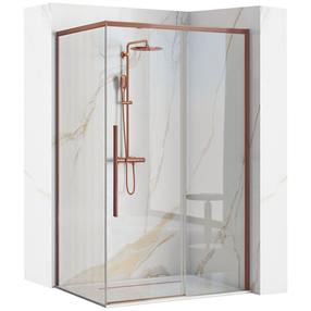 Dušas kabīne Rea Solar, taisnstūrveida, bez paliktņa, 120 cm x 90 cm x 195 cm, vara krās./caurspīdīgs