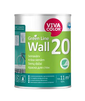 Sienu krāsa Vivacolor Green Line Wall 20, balts krās., 0.9 l