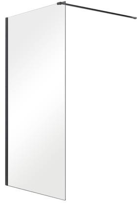 Dušo sienelė Besco Aveo Black 90 Walk In, 90 cm x 195 cm, skaidri sp./juoda sp./skaidrus