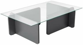 Kavos staliukas Nordure Flavio, skaidri sp./juoda sp./pilka sp., 65 cm x 105 cm x 30 cm
