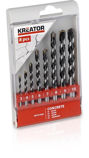 Комплект сверл, для бетона Kreator KRT012402 KRT012402, бетон, резьбовой, цилиндрический, 10 мм x 12 см