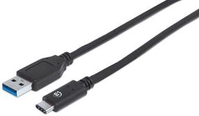 Laidas Manhattan USB-C 3.1 Gen2 USB 3.0 A male, USB 3.0 C male, 1 m, juoda sp.