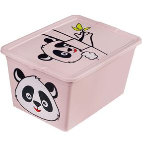 Daiktadėžė su dangčiu, daiktų saugojimo/žaislams Branq X Box Deco Panda, 30 l, juoda sp./rožinė sp., 48.5 x 36 x 30 cm