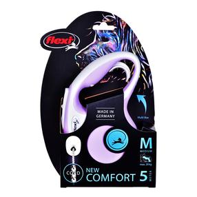 Automaatne jalutusrihm Flexi New Comfort Cord, valge v./violetne v., M 5m