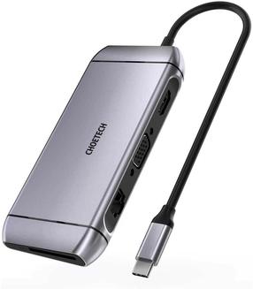 Адаптер Choetech USB-C - USB-C/3 x USB 3.0/TF/SD/RJ-45/VGA/HDMI HUB-M15 GRAY USB-C male, USB-C/3 x USB 3.0/TF/SD/RJ-45/VGA/HDMI female