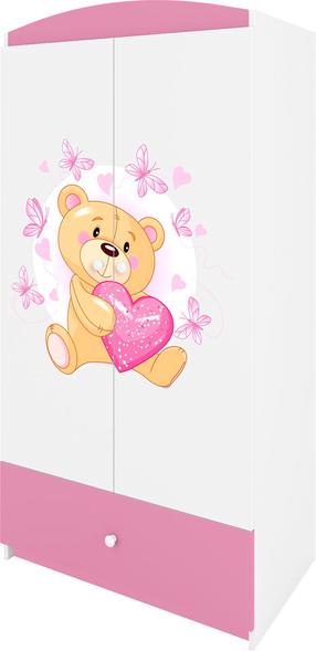 Vaikiška spinta Kocot Kids Babydreams Teddybear Butterflies, balta sp./rožinė sp., 90 cm x 52 cm x 175.5 cm