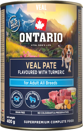 Šlapias šunų maistas Ontario Adult Pate, veršiena, 0.4 kg