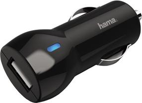 Auto telefona lādētājs Hama, USB, melna krās., 12 W