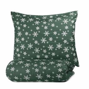Kalėdinis patalynės užvalkalų komplektas Homla Snoflock 986165, baltas/žalias, 160 x 200 cm