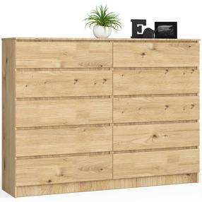 Komoda Akord K160, ruda sp./rusva sp., 121 cm x 160 cm x 40 cm