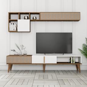 Комплект мебели для гостиной Kalune Design Milan, комнатные, белый цв./ореховый цв.