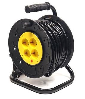 Ilgintuvas su rite Power Plant Extension Cord, 3 x 2,5 mm², 25 m, IP20, 4 lizdų, juoda sp./geltona sp.