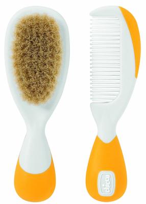 Zīdaiņu suka un ķemme Chicco, oranža krās.