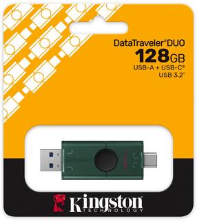 USB atmintinė Kingston DataTraveler Duo, juoda sp./žalia sp., 128 GB
