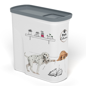 Mājdzīvnieku barības uzglabāšanas kaste Curver Pet Life, 2 l, 20.5 cm x 19.4 cm x 86 cm, balta krās./pelēka krās.