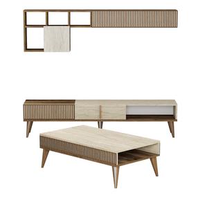 Svetainės baldų komplektas Kalune Design Milan, vidaus, riešuto sp./smėlio sp.