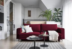 Sofa Dalia Velvetmat 30, raudona sp., 95 x 260 cm x 90 cm