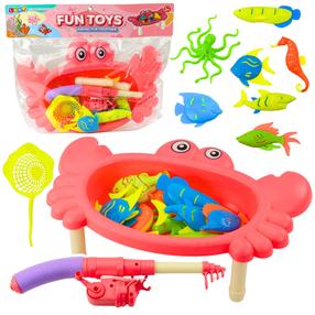 Žaidimas, žvejyba Lean Toys Fun Crab, 8.5 cm, rožinė sp./įvairių spalvų