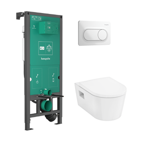 Туалет, подвесной Hansgrohe EluPura QR/SC, с крышкой, 370 мм x 540 мм