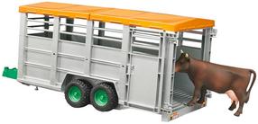  Žaislinė priekaba Bruder Cattle Transport Trailer With Cow 02227, 1:16, pilka