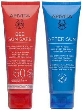 Молочко для ухода за загаром для тела/для лица Apivita Bee Sun Safe 2-Piece Case SPF50, 200 мл