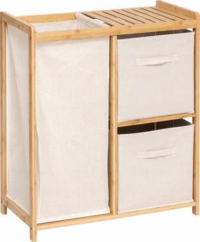 Vonios spintelė su skalbinių krepšiu 5five Tidy Box, ruda sp./smėlio sp., 33 cm x 66 cm x 78.5 cm