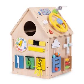 Koka rotaļlieta, māja EcoToys Busy, 45 cm, daudzkrāsaina