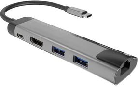 Док-станция Natec USB-C - USB-C/HDMI/2xUSB 3.0/RJ-45 NMP-1985 USB-C male, USB-C/HDMI/2xUSB 3.0/RJ-45 female, серый цв.