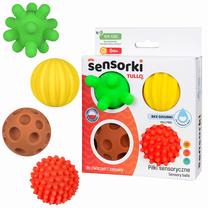 Sensorinis kamuoliukas, formos ir spalvos Tullo Sensory Shapes, įvairių spalvų, 4 vnt.
