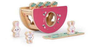 Puidust tasakaalustav pusle Chicco My Wood Friends The Bunnys Hill, 13.7 cm, pruun v./roosa v.