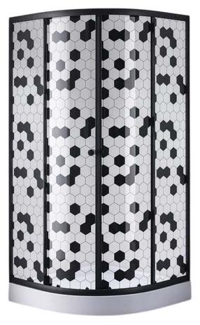 Dušikabiin Gotland Honeycomb, poolümar, 90 cm x 90 cm x 195 cm, valge v./must v./mustriga