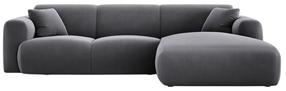 Kampinė sofa Cosmopolitan Design Nolio Velvet Casino, tamsiai pilka sp., dešininė, 170 x 260 cm x 72 cm