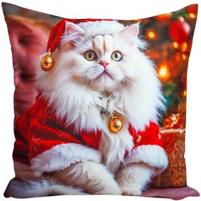 Kalėdinis dekoratyvinės pagalvėlės užvalkalas JCLA-98, balta/raudona, 40 cm x 40 cm