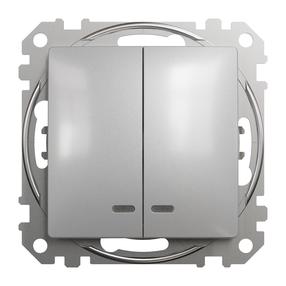 Выключатель Schneider Sedna Design, 2 кл., серебристый