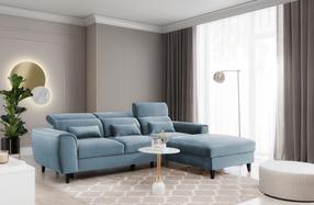 Kampinė sofa Foble Velvetmat 100, mėlyna sp., dešininė, 196 x 267 cm x 100 cm